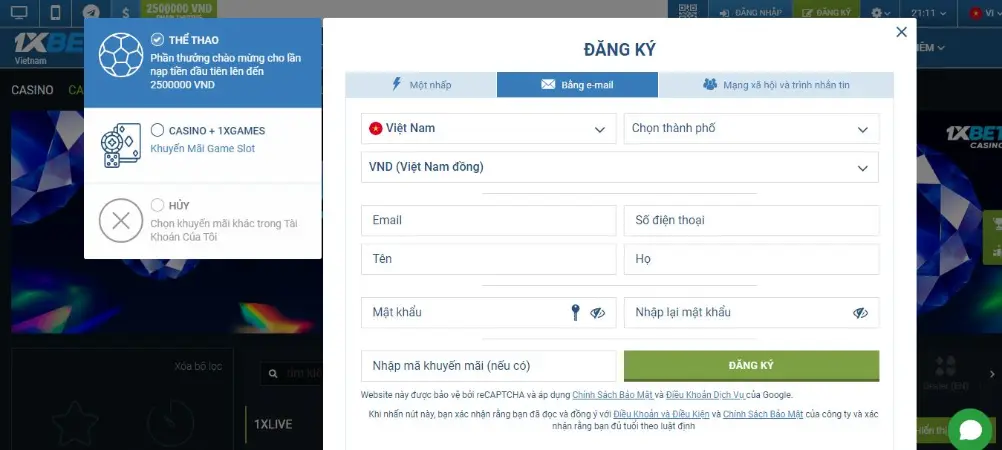 Chú ý các bước thực hiện để tránh các lỗi khi đăng ký