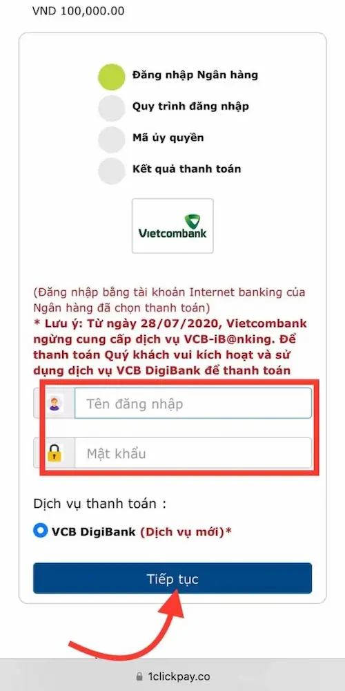 Bươc 3 hướng dẫn nạp tiền 1XBET