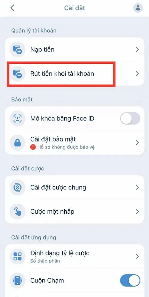 Bươc 1 hướng dẫn rút tiền 1XBET