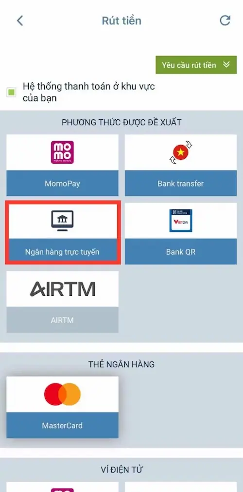 Bươc 2 hướng dẫn rút tiền 1XBET