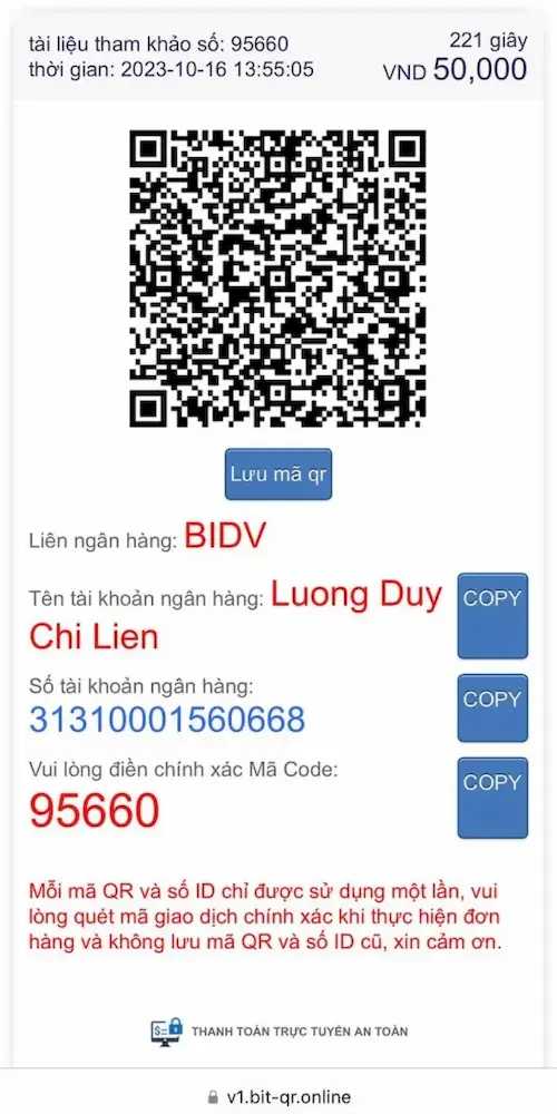 Bước 3 nạp tiền bằng hình thức quét mã QR ngân hàng