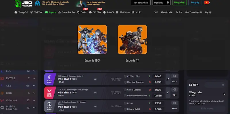 các nhà cái cá cược esport uy tín