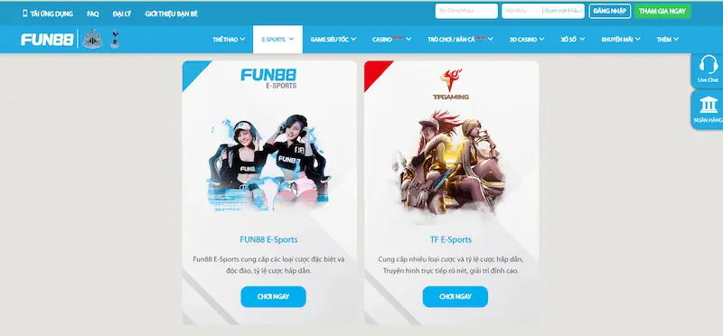 Cá độ thể thao điện tử tại FUN88